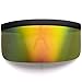 sunglassLA - Futuristic Oversize Shield Visor Sunglasses Flat Top Mirrored Mono Lens 172mm (Rainbow Mirror)