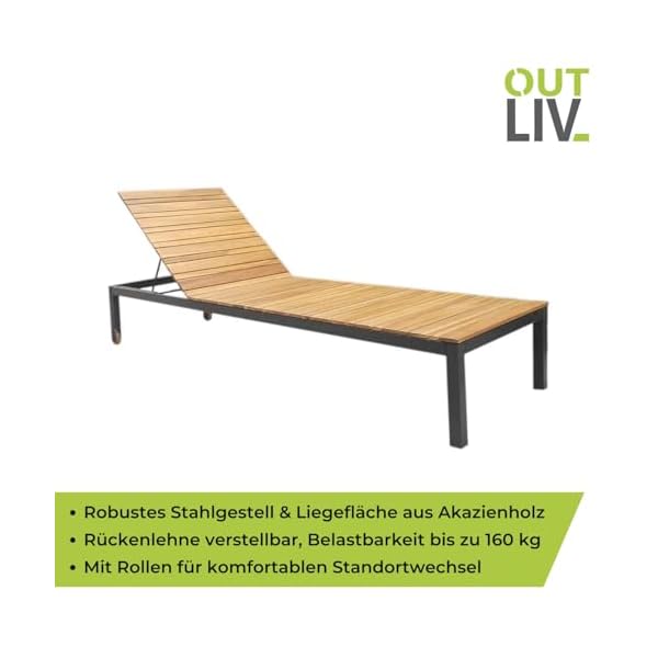 OUTLIV. Brick Gartenliege Stahl Akazienholz