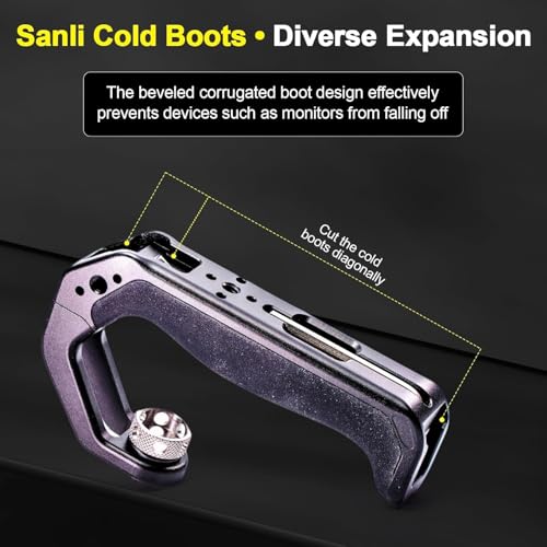 Image of Camera Hand Grip Universal Handle with 3 Cold Shoes, Ergonomic Silicone for NATO Rail & 1 /4 inch Camera Cage (Camera Top Handle)