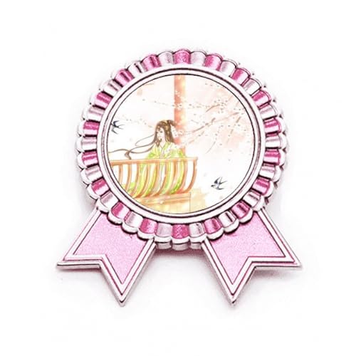 Broche hirondelle rose style chinois M en métal bijou oiseau aquarelle