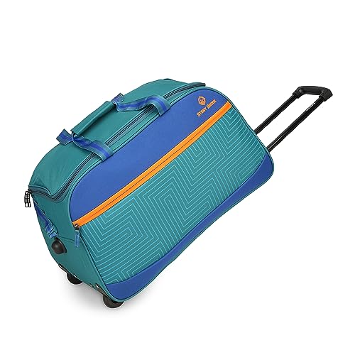 Image of Stony Brook by Nasher Miles Maze Polyester Medium 62 cm Teal Blue Wheel Duffel Bag for Travel | Duffle Bag with Trolley