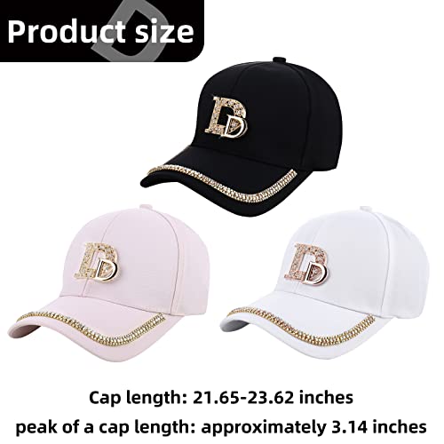 3Pcs Women's Hat Breathable Bling Baseball Cap D Letter Hat,Adjustable Size Sports Cap Hat Fashion Cap Sun Cap Summer Peaked Cap #TOP1