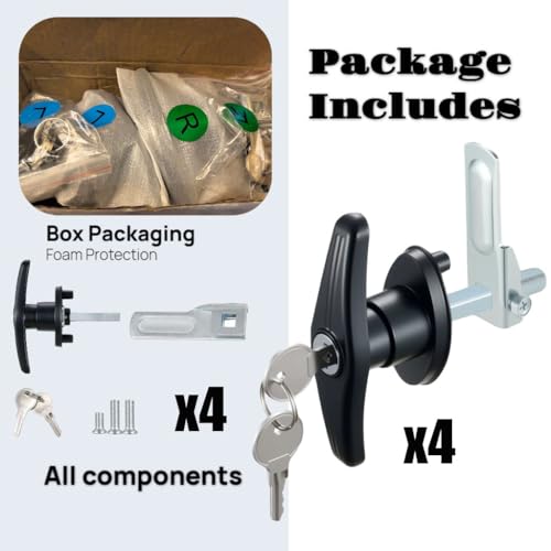 Image of 4PCS Truck Cap Locking T-Handle, Truck Camper Shell Lock, Camper Shell Accessories, Key Alike Black T-Handle Locks (Left & Right) for Most Truck