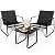 YITAHOME 3 Piece Patio Furniture Set with Bistro Chairs and Glass Table, Textilene Fabric Outdoor Conversation Furniture Set for Backyard Lawn Garden Balcony Poolside (Black)