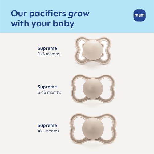 Image of MAM Supreme Baby Pacifier, 16+ Mths, Premium Extra Thin Nipple, 2 Pack