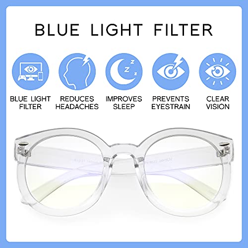 Image of zeroUV - Round Retro Oversized Sunglasses for Women with Colored Mirror and Neutral Lens 53mm