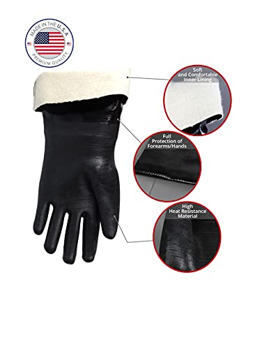 Artisan Griller Bbq, Smoker & Oven Glove- Insulated Heat Resistant For Grill Fryer & Kitchen Cooking . Great Barbecue Smoking Oyster Mitt–Long Xl Waterproof, Oil And Fire Resistant -(Size 10/Xl – Black Neoprene) #TOP1