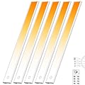 204 LED Under Cabinet Lights Wireless with Full Lighting,Rechargeable Closet Lights with Remote and Motion Sensor Indoor,Under Counter Light with CCT and Dimmable for Kitchen,Stair(5 Pack,23.6inch)