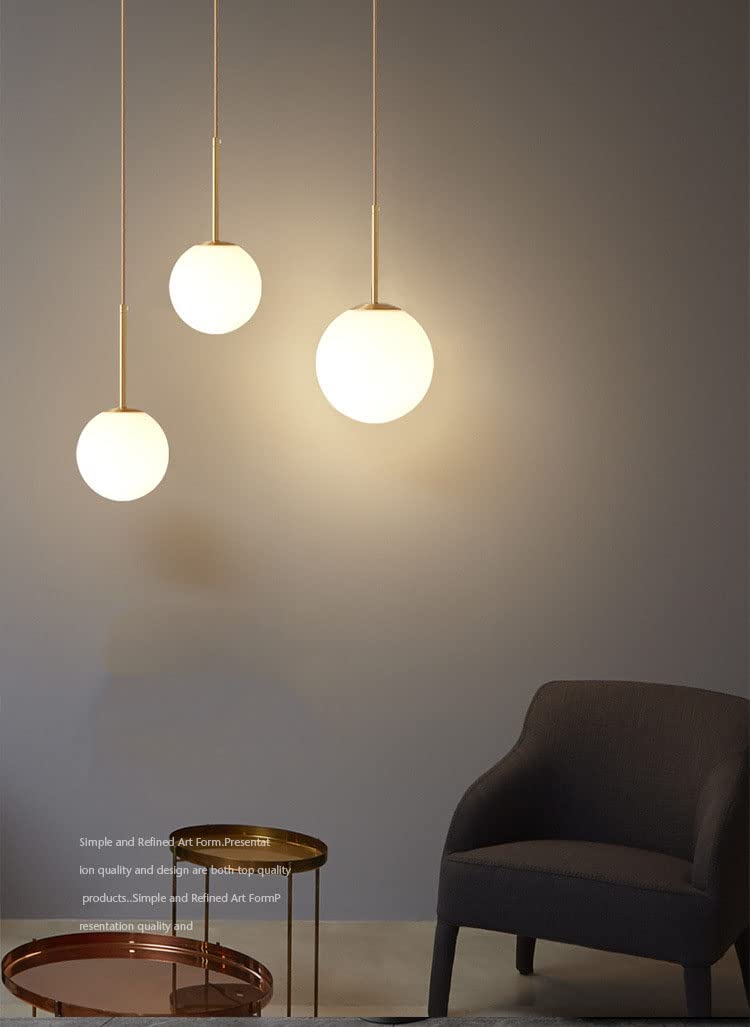 Lampada A Sospensione Moderna, Paralume A Sfera Di Vetro Bianco Smerigliato E27 A Sospensione Per Il Corridoio Della Cucina Camera Da Letto Per Soggiorno,2pcs