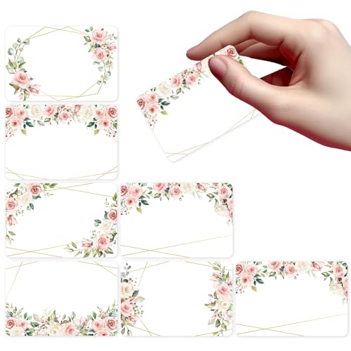 Image of Whaline 180 Pcs Back to School Floral Name Tag Stickers Pink Flower Rectangle Nameplate Stickers Classroom Bulletin Board Decoration Label Decal for Office School Desk Wall Message Board, 6 Designs