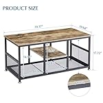 VECELO Coffee Center Table with Storage for Living Room Office Reception, Industrial Mesh Shelf, 39.4 Inch, Grey - Image 3