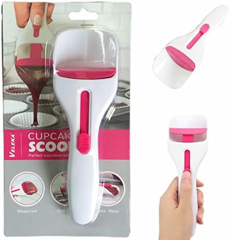 Cake Batter Distribution Scoop - Pancake Flour Paste Dispenser Scoop One-Touch Sliding Button Dispenses Batter Cupcake Batter Scoop, Home Kitchen Batter Dispenser Baking Tool