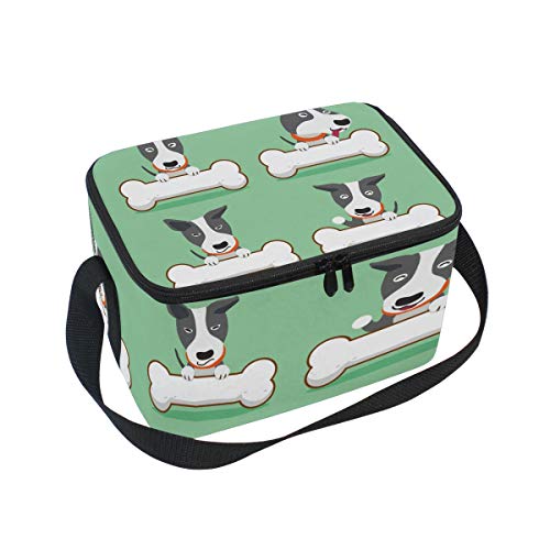 hengpai Lunchbox mit Cartoon-Charakteren, Bullterrier, Hund mit großen Knochen, isolierte Lunchtasche, große Kühltasche für Kinder, Damen, Herren hengpai Lunchbox mit Cartoon-Charakteren, Bullterrier, Hund mit großen Knochen, isolierte Lunchtasche, große Kühltasche für Kinder, Damen, Herren