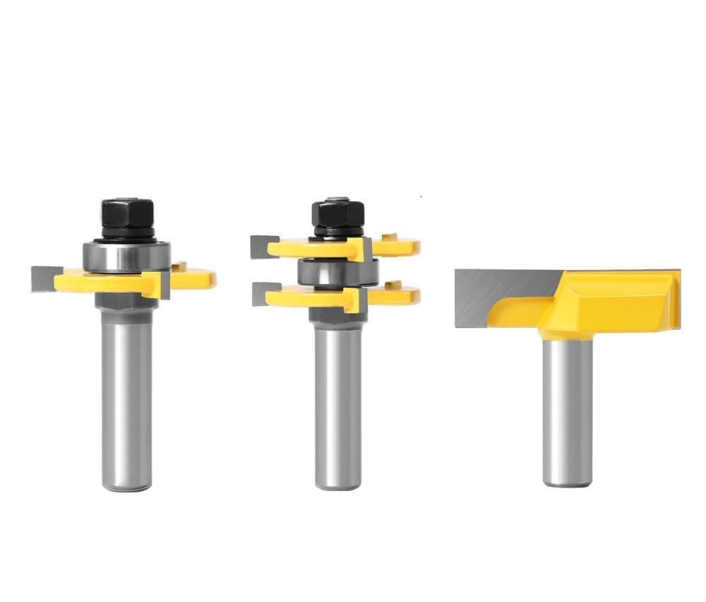 3 pz 1/2 "12.7 MILLIMETRI 12 MILLIMETRI Gambo Fresa Intaglio del Legno Linguetta Scanalatura Comune Assemblare Bit 3/4" Magazzino T-Slot Cutter(12mm)