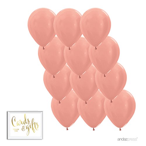 Andaz Press 11-inch Balloon Party Kit with Gold Cards & Gifts Sign, Rose