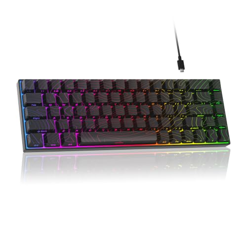 Image of MageGee Portable 60% Mechanical Gaming Keyboard, RGB Backlit Compact 68 Keys Mini Wired Office Keyboard with Red Switches for Laptop PC Mac - Black Contour Lines