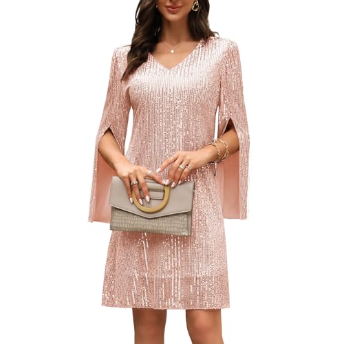 Image of COOAN Wedding Guest Cocktail & Formal Dresses for Women - Lace Sequin Dress