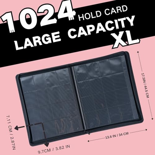 Image of 1000+ Pockets Trading Card Binder, 16-Pocket Card Ablum Compatible with MTG,Sports Cards & Other Standard Size Trading Cards (Pink)