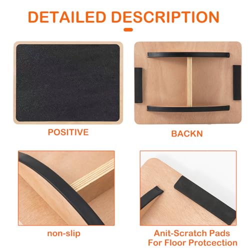 Non-Slip Wood Wobble Exercise Balance Board,up to 350 Ibs for Coordination Skills Obstacle Courses Sensory Toys for Kids and Adult,Professional Rocker Balance Board for Physical Therapy - Image 4