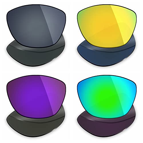 Mryok 4 Pair Polarized Replacement Lenses for Oakley Jupiter Sunglass - Black IR/24K Gold/Plasma Purple/Emerald Green