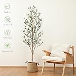 Kazeila Artificial Olive Tree 6FT Tall Faux Silk Plant for Home Office Decor Indoor Fake Potted Tree with Wood Branches and Fruits - Image 2
