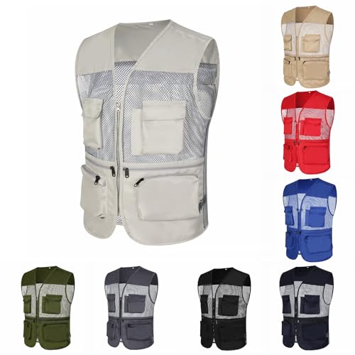 Cargo Vest for Men Lightweight Breathable Mesh Vest Zip Up Sleeveless Jacket Outdoor Volunteer Work Coat with Pockets3