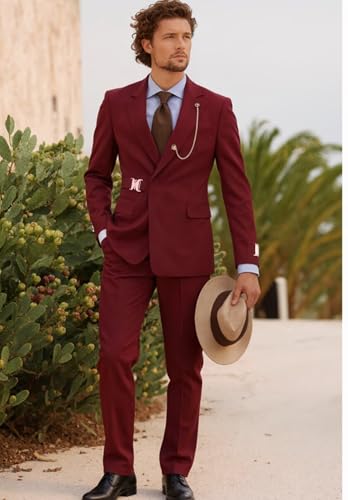 Men's 2 Pieces Suit Slim Fit Formal Blazer Pants Sets Wedding Prom Tuxedo4