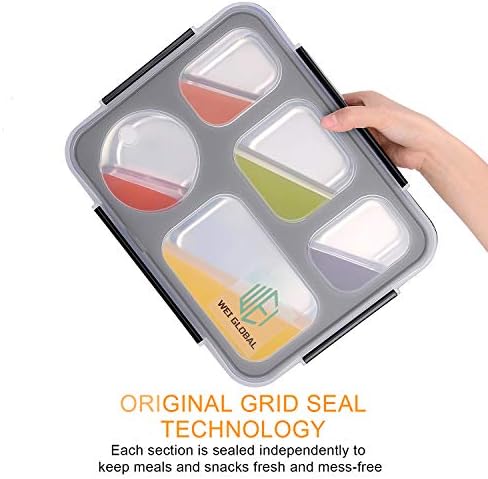 Large Bento Lunch Box with 5 Compartments Black