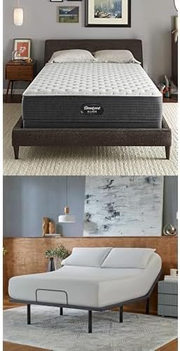 Beautyrest Silver BRS900 12” Extra Firm Twin XL Mattress Bundle baselogic Level 2 Twin XL Adjustable Base Bed Frame - Cooling & Supportive with Head & Foot Adjustability
