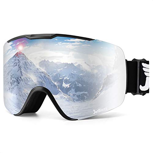 JetBlaze Ski Goggles, Anti-Fog Magnet Interchangeable Cylindrical Lens Snow Goggles, ...