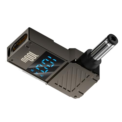 Type-Cアダプター USBメス入力 - DC 5.5x2.1mmオスプラグ出力 スマートLEDディスプレイ付き 電源20V 5A PD充電 100W 65W アダプター ノートパソコン対応