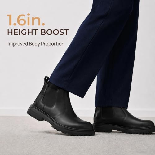 Image of Holy dove Men's Wide Toe Box Platform Chelsea Boots Slip-On Casual Ankle Dress Boot