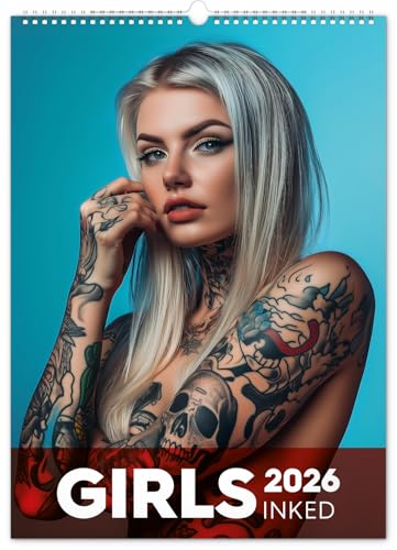Inked Girls 2026 Tattoo Wandkalender Nackte Frauen Erotik Kalender Sexy XXX Erotiek Frauenkalender 33 x 46 cm