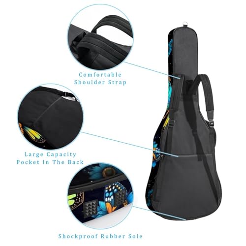 JRHEJTFZ Housse pour guitare acoustique de 1,9 cm d’épaisseur – Imperméable – Durable et élégant – Motif papillon bleu tournesol, Multicolore 5., 42.9×16.9×4.7 in, Motif imprimé tendance - Les Beatles, Paul McCartney, John Lennon, RIngo Starr, George Harrison JRHEJTFZ Housse pour guitare acoustique de 1,9 cm d'épaisseur - Imperméable - Durable et élégant - Motif papillon bleu tournesol, Multicolore 5., 42.9x16.9x4.7 in, Motif imprimé tendance – Image 4