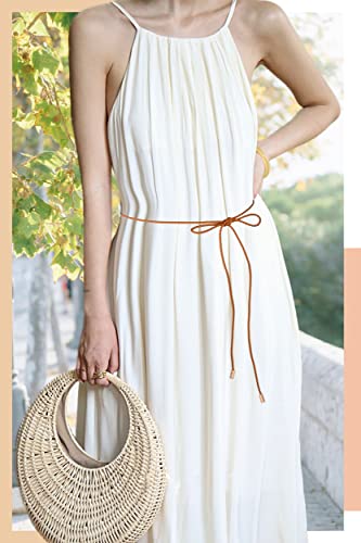 TeeYee Women PU Leather Knitted Waist String Belt/Rope/Chain Long Boho Wrap Skinny Belt4