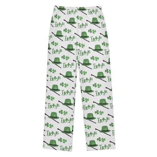 ZZXXB Irish Leprechaun Hat Boys Long Pants Soft Trousers Elastic Waist Kids Lounge Bottoms with Pockets S-XL