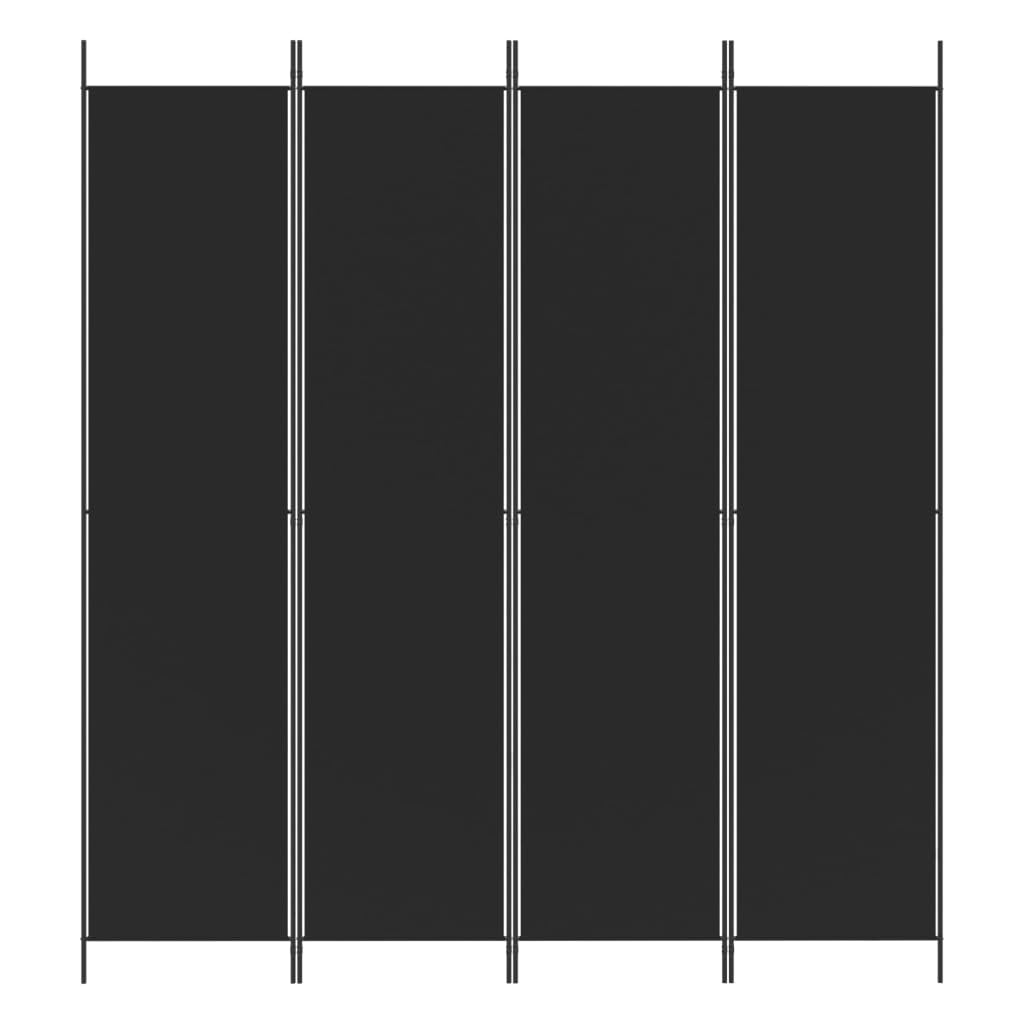 vidaXL Cloison de séparation 4 Panneaux Noir 200x220 cm Tissu