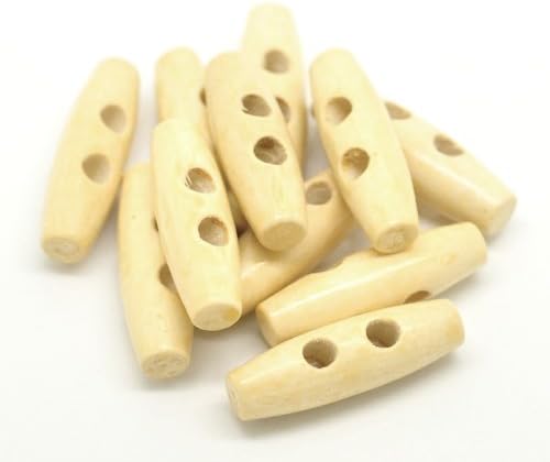 50 Wooden Toggle Buttons 1-3/8 x 7/16 Inch Natural RB16923