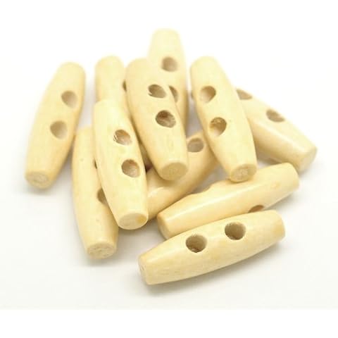 10 x 35mm Pale Wooden Toggle Buttons. Craft Buttons / Sewing Buttons / Embellishments Cover