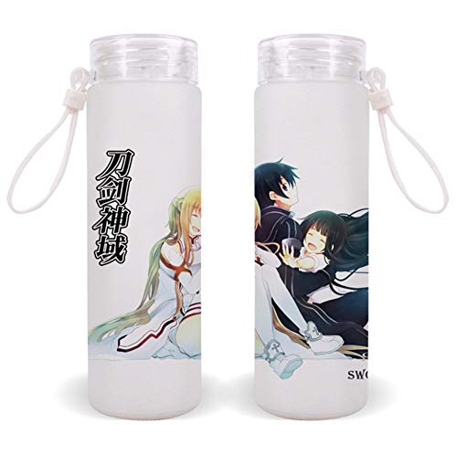 Anime Manga Cartoon Glas Wasserflasche 14 oz mit Trageschlaufe für Getränke und Entsafter(1.Sword Art Online)
