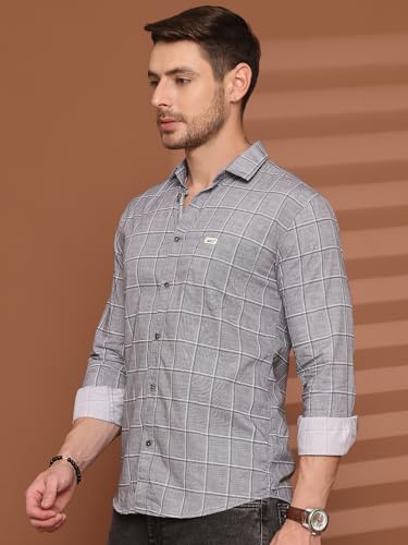 Image of Majestic Man Men Comfort Slim Fit Pure Cotton Tartan Checked Casual Shirt