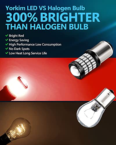 Yorkim Super Bright 1157 Led Bulbs Red, 1157 Brake Light Bulb, 9-30V 1157 2057 2357 7528 Bay15D Led Bulb With Projector Replacement For Back Up Reverse Lights Or Tail Lights - Red #TOP3