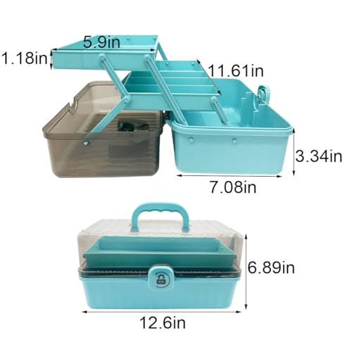 Image of ZLY 12.6 Inch Accessory Storage Box Organiser with Handle, Craft Boxes for Storing Accessory Crafts, Sewing Tools, Art Supplies,Non-metal Storage Boxes for General use