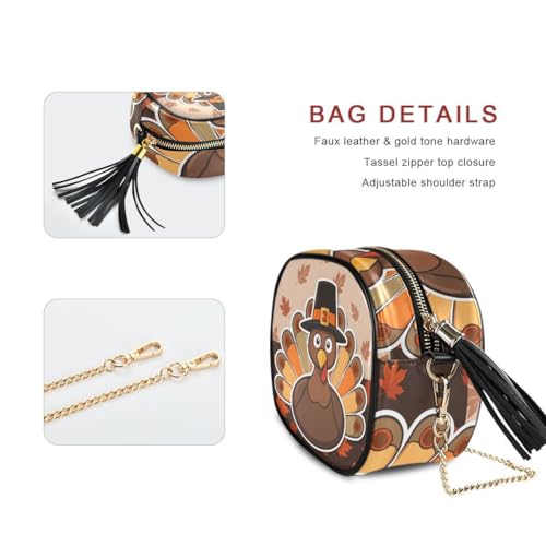 Image of ALAZA Women's Happy Thanksgiving Celebration Design with Turkey Fashion Purses Bag with Metal Chain Strap for Travel Shopping