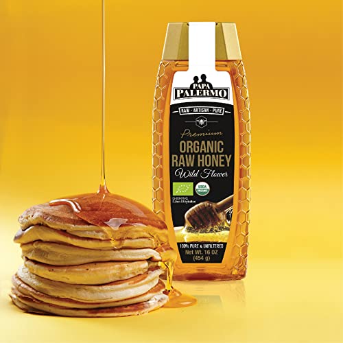 Palermo Organic Honey 100% Wild Flower, Filtered, Raw, 16 Ounce