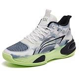 DEUTEBOLN Mens Womens Basketball Shoes Fashion Sneakers Athletic Comfortable Lightweight Non Slip Outdoor Sport Shoe White Size 10