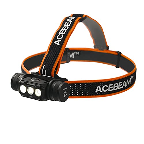 ACEBEAM H50 Linterna frontal LED recargable, 2000 lúmenes, reflector + linterna frontal, ángulo amplio de 170°, inclinación de 180°, para adultos, IPX8, impermeable, para acampar, pescar Cover