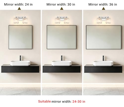 Image of Lxybcce Modern 14In 2-Lights Bathroom Vanity Light, Crystal Bathroom Light Fixtures, Chrome Vanity Light Fixtures Over Mirror, Easy Installation & Shadow-Free Illumination for Bathroom Mirror Decor
