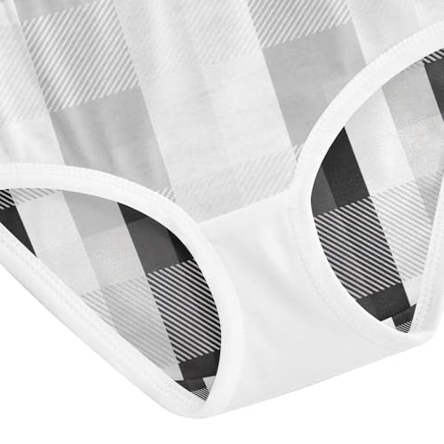 Girls Panties, Black White Buffalo Plaid Toddler Briefs, Cotton Girls Underwear, 2T–8 Years4