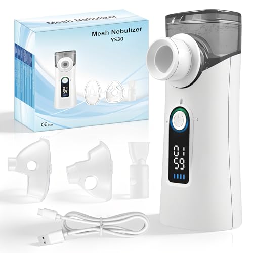 Nebulizador Portátil Silencioso USB-C Recargable De Mano, Incluye 2 Máscaras y 1 Boquilla, Inhalador para Uso Familiar y para Inhalación, Uso Doméstico y de Viaje para Bebés Niños y Adultos (Gris)